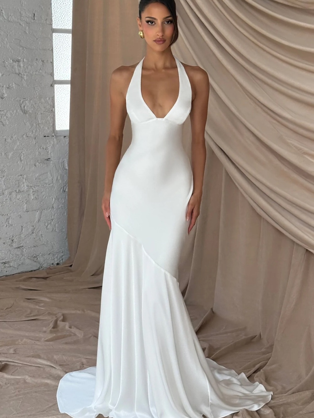 Satin Halter White Wedding Gown (Kirsten Dress from Babyboo)